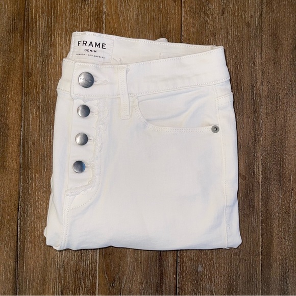 FRAME Le High Skinny Women’s 27 Mid Rise All Button Fly White Skinny Jean - Picture 9 of 9